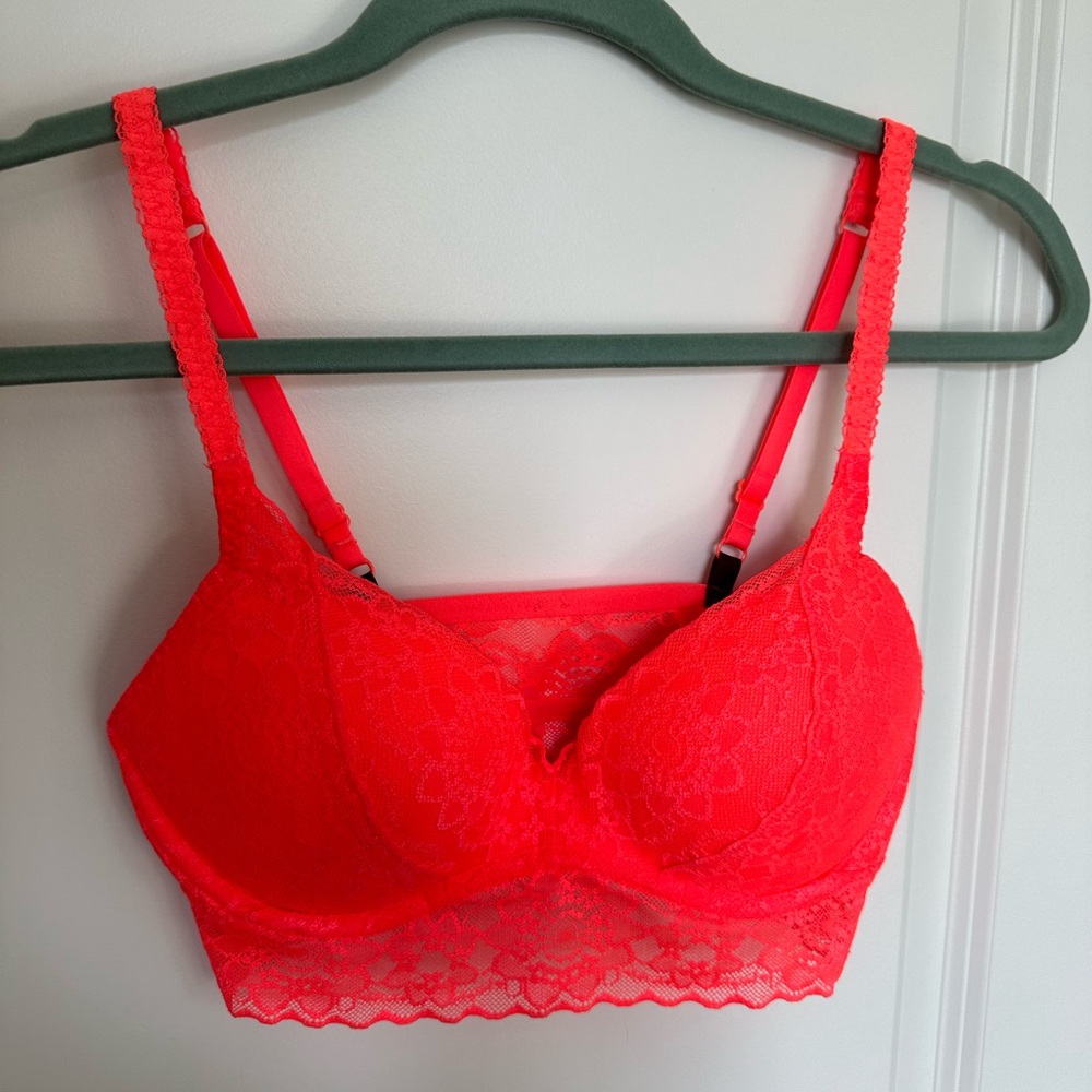 VS PINK Hot Neon Orange Lace Bralette